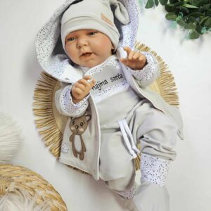 Komplet “Igrivi medvedek” – večji, svetlo siv