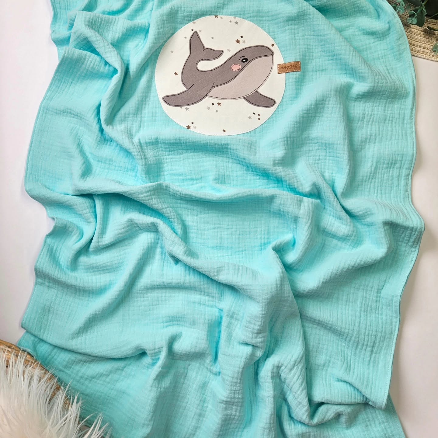 Muslin odejica "Sinji kit" - 60x90 cm - slika 2